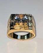 Mens 14 K Gold Plate 3.5 Ct Lab Simulated Diamond Ring
