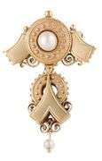 Vintage Victorian Pearl Dangle Brooch in 14K