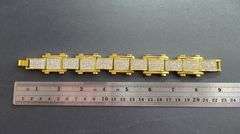 Huge 95.4 Gram Brilliant 14 K Yellow Gold Plated 35 Ctw Simulated Diamond Link Bracelet