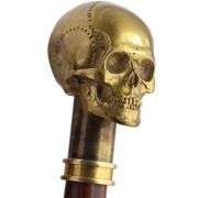 Brass Skull Walking Cane with Hardwood Shaft