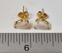 Beautiful 14K Yellow Gold Opal Gemstone Stud Earrings
