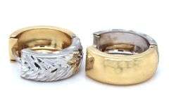 Versatile 14k W&Y Reversible Huggie Earrings