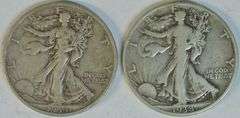 Scarce 1933-S in XF and 1938-D in VF Walking Liberty Half Dollars