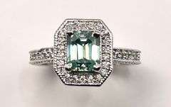 Beautiful Russian 3.15 Ct Color Change Lab Simulated Alexandrite and Diamond Ring