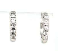 14kt White gold 0.20ctw diamond hoop earrings