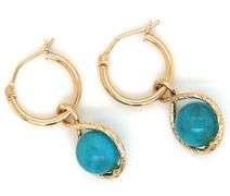 14kt Yellow gold turquoise dangle bead earrings