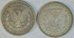 Upper end 1883-S and 1889-S Morgan Silver Dollars