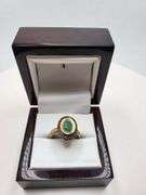 Victorian natural emeralds and diamond accent ring
