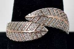 CZ Gemstone Feather Ring in Sterling Silver