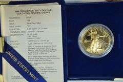 Superb Ultra Cameo Proof 1988 $50 1oz Gold Eagle. Velvet box/COA
