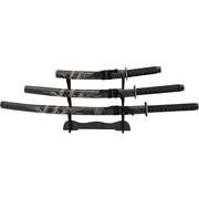 3-Piece Set Samurai Sword with Display Stand
