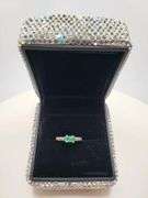 Victorian natural emeralds and diamond accent ring