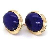 10kt Yellow gold oval Lapis earrings