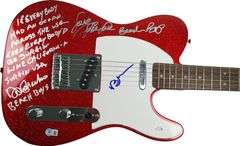 The Beach Boys Signed Fender Guitar w Surfin USA Lyrics Exact Proof BAS Witness
