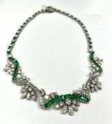 Antique Russian " Most rare and high value Emerald " one of a kind Platinum Emerald and Diamond Neck