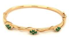 Vintage 14K YG Bangle with Emeralds