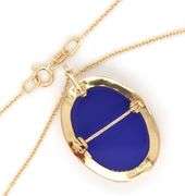 18kt Yellow gold 3 Sister blue Cameo brooch pendant on chain