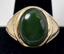 Amazing 10k Yellow Gold Jade Gemstone Men's Ring