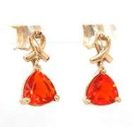 14kt Yellow gold Trillion fire opal dangle earrings