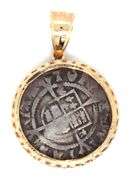 Neat Old English Silver Coin in 14K Bezel