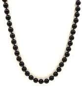 Set of black onyx beaded necklace, bracelet and stud