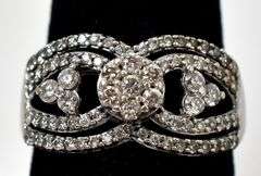 Shimmering 10K White Gold  Diamond Band Ring