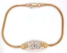 Nice 14k YG Bracelet with Central Diamond Panel