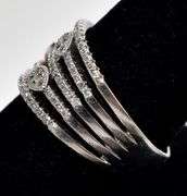 Wide Band CZ Gemstone Ring in Sterling Silver