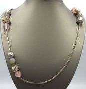 David Yurman Rose quartz moonstone and Chalcedony Elements station necklace