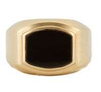 Gents Black Onyx Classic Solitaire Signet Ring in 10K