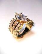 Ladies Sparkling 14 Kt Yellow Gold Plated 4.65 Ct Marquis Cut Lab Simulated Diamond Ring
