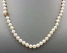 6-6.5mm Pearl necklace with Yellow gold clasp