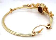 14kt Yellow gold 2.50ct amethyst and seed pearl bangle bracelet