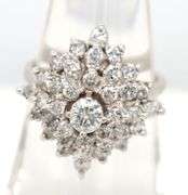 Sparkling Vintage 14K WG Pyramid of Diamonds Ring
