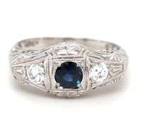 Vintage 18kt White gold sapphire and diamond ring