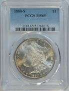 Super Gem BU 1880-S Morgan Silver Dollar. PCGS MS65