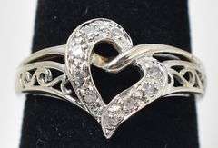 Loving 10K White Gold Diamond Heart Ring