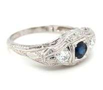 Vintage 18kt White gold sapphire and diamond ring