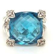 David Yurman blue topaz cushion on point ring