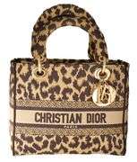 Dior Lucky Small Lady Leopard Pattern D-Lite Bag W/Strap