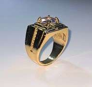 Mens 14 K Gold Plate 3.5 Ct Lab Simulated Diamond Ring