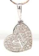 18kt White gold LV diamond heart shaped pendant on Italian chain necklace