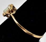 Dainty 10K Yellow Gold Opal Gemstone Ring
