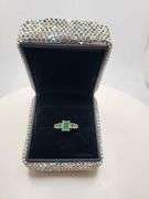 Victorian natural emeralds and diamond accent ring