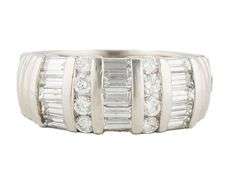 1.00ctw Baguette and Round Diamond Statement Band Ring in Platinum