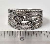 Wide Band CZ Gemstone Ring in Sterling Silver