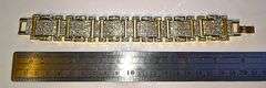 Huge 90 Gram 14 Kt Gold Plate Italian God Father Simualted Diamond Link Bracelet