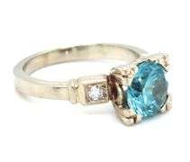 Vintage 14K WG Natural Blue Zircon Ring