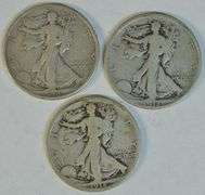Sharp 1918-P, scarce 1918-D & 1918-S Walking Liberty Halves