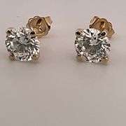 BRAND NEW 2.00 CARATS LAB GROWN DIAMOND STUDS. 14K YELLOW GOLD